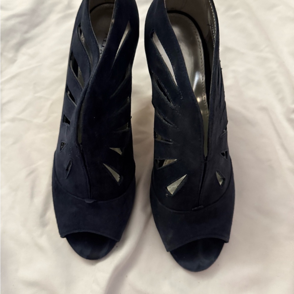 Alfani Navy Cutout Peep-Toe Heels